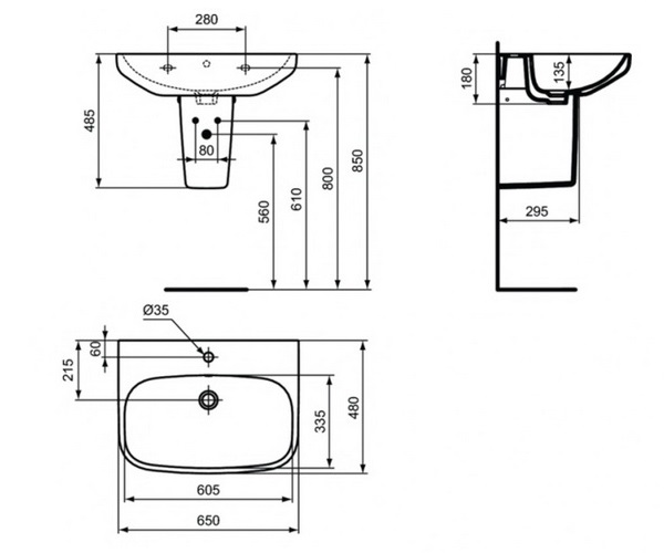 раковина IDEAL STANDARD I.LIFE 65